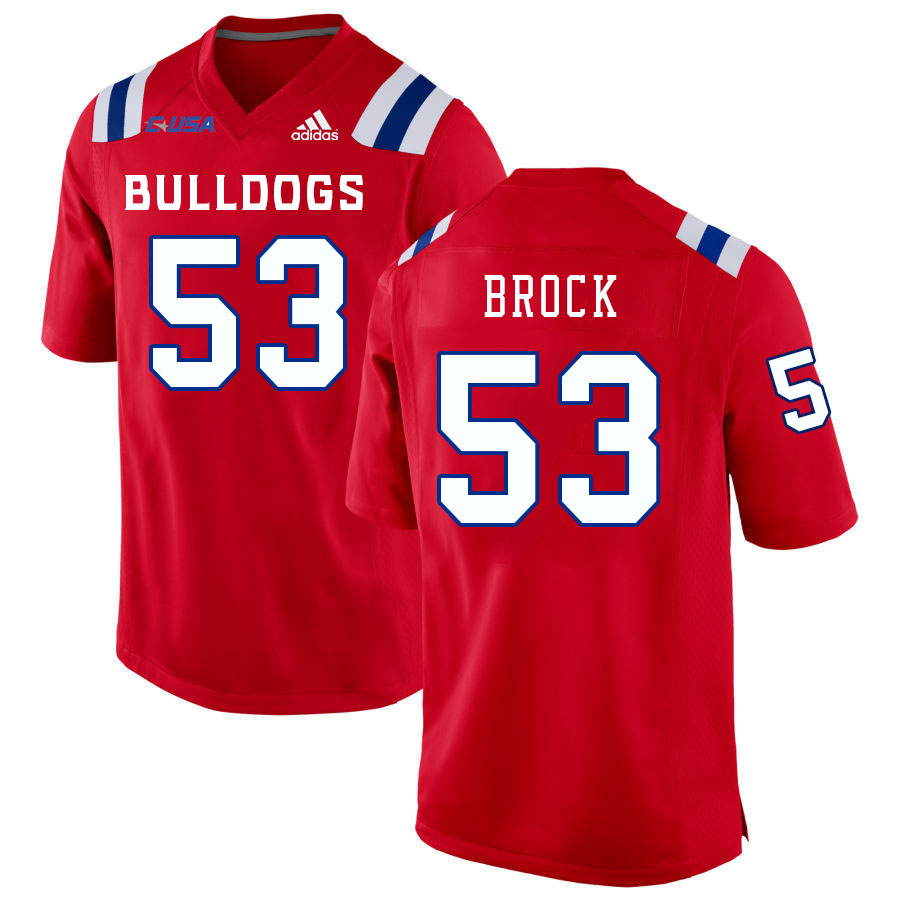 Men-Youth #53 Jakobe Brock Louisiana Tech Bulldogs 2023 College Football Jerseys Stitched Sale-Red
